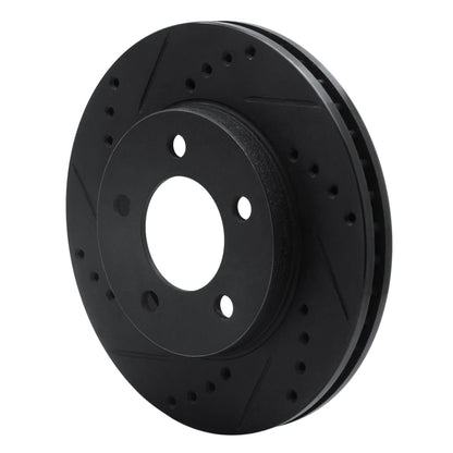 R1 Concepts R1 70-93 Ford Taurus SHO Front Left Drilled & Slotted Black Brake Rotor