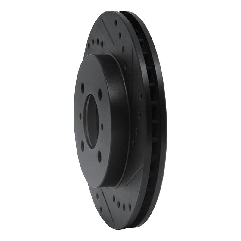 R1 Concepts R1 98-07 Mitsubishi Lancer Front Right Drilled & Slotted Black Brake Rotor
