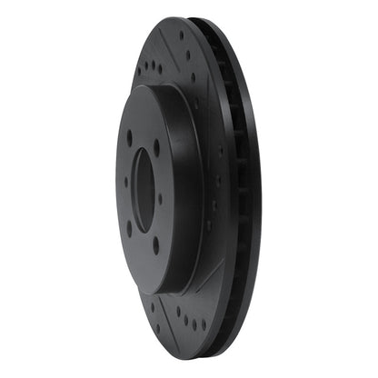 R1 Concepts R1 98-07 Mitsubishi Lancer Front Right Drilled & Slotted Black Brake Rotor