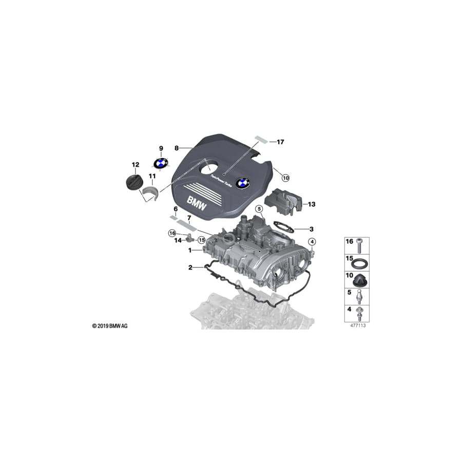 Genuine BMW 11128604754 F45 F45 Acoustic Cover Cylinder Head Cover (Inc. 225xe)