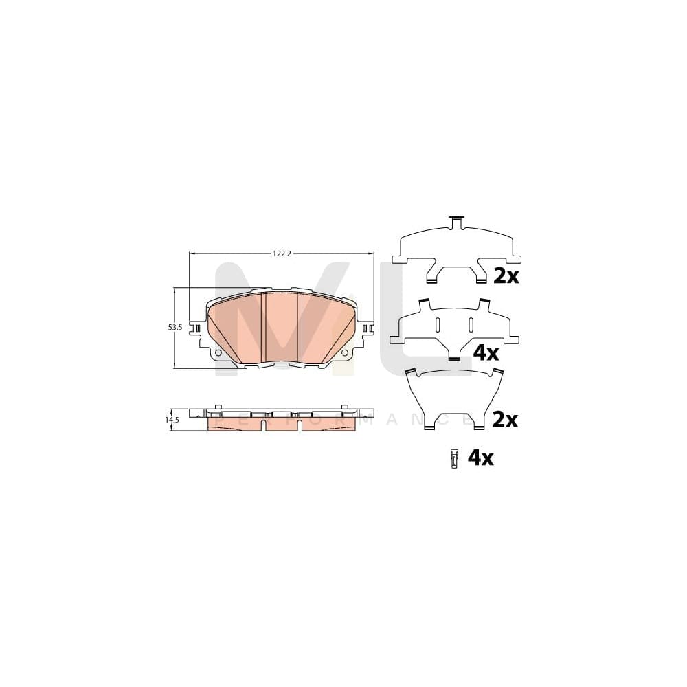 TRW Gdb2200 Brake Pad Set With Acoustic Wear Warning, With Accessories