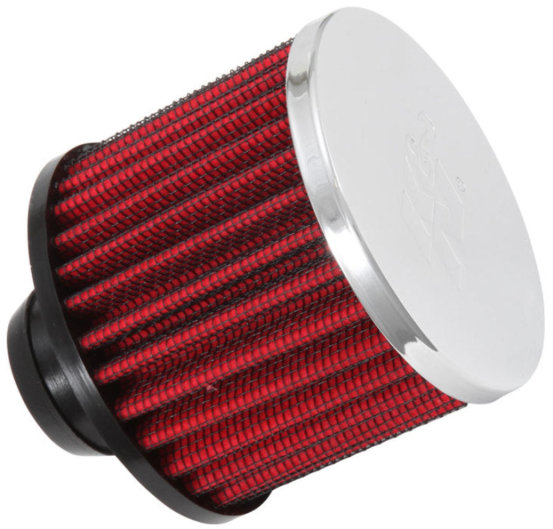 K&N Engineering K&N Rubber Base Chrome Top Push-In Crankcase Vent Filter 3in OD x 2-1/2in H.