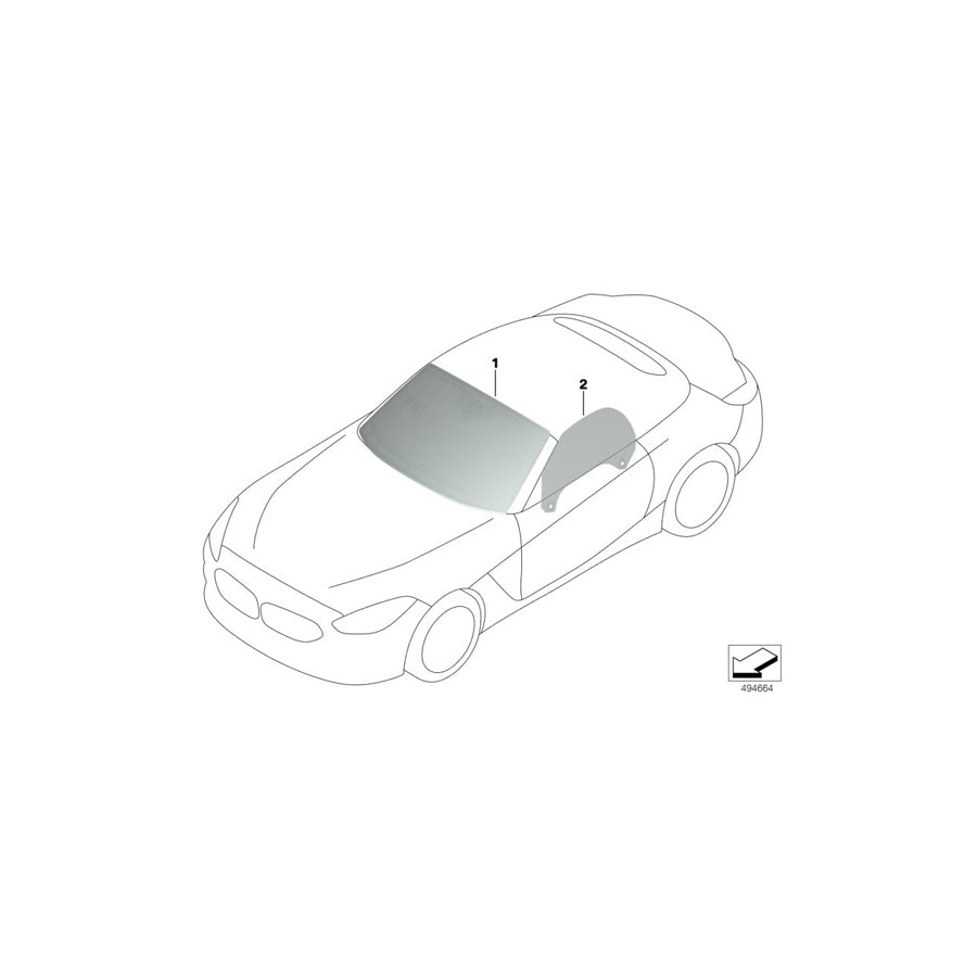 Genuine BMW 51317454438 G29 Windshield, Green, Rain/Light/Fog KAFAS/HUD (Inc. Z4 30i, Z4 M40i & Z4 20i)