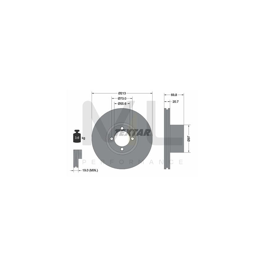 TEXTAR 92064700 Brake Disc Internally Vented, without wheel hub, without wheel studs  - 1 piece