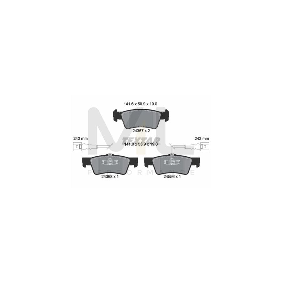 TEXTAR 2436701 Brake pad set for VW Touareg I (7LA, 7L6, 7L7) with integrated wear warning contact