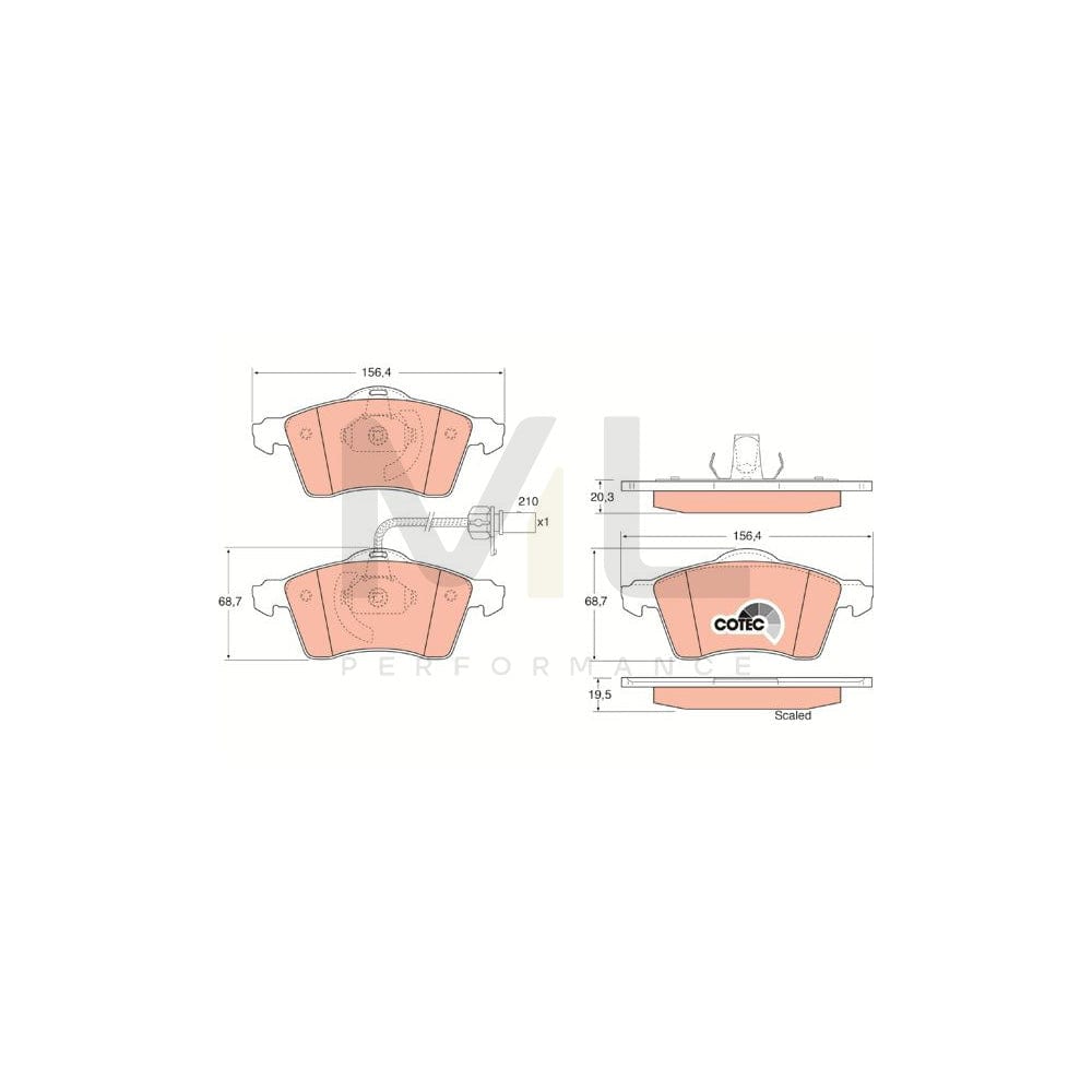 TRW Cotec Gdb1391 Brake Pad Set Incl. Wear Warning Contact