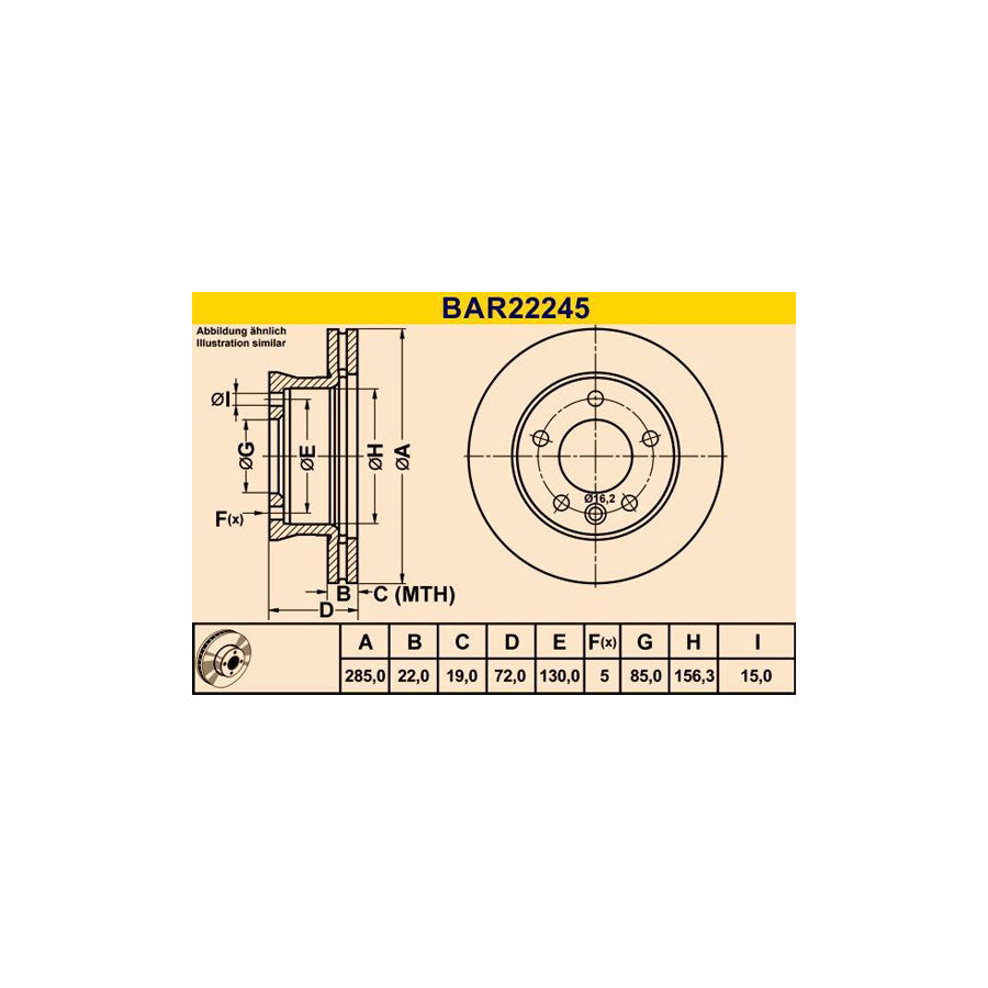 Barum Bar22245 Brake Disc Suitable for Mercedes-Benz Sprinter
