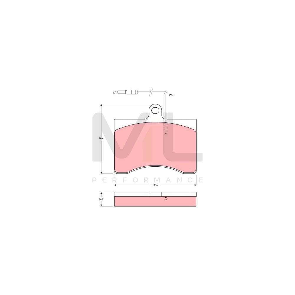 TRW Gdb314 Brake Pad Set Incl. Wear Warning Contact