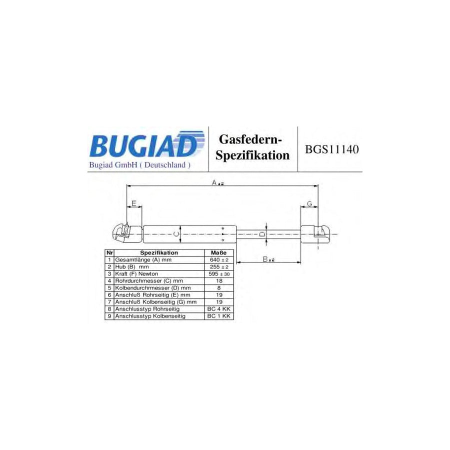 BUGIAD Bgs11140 Tailgate Strut for Citroen C4 I Picasso (Ud)