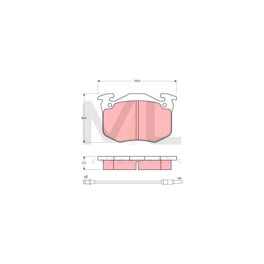 TRW Gdb386 Brake Pad Set For Peugeot 505 Incl. Wear Warning Contact