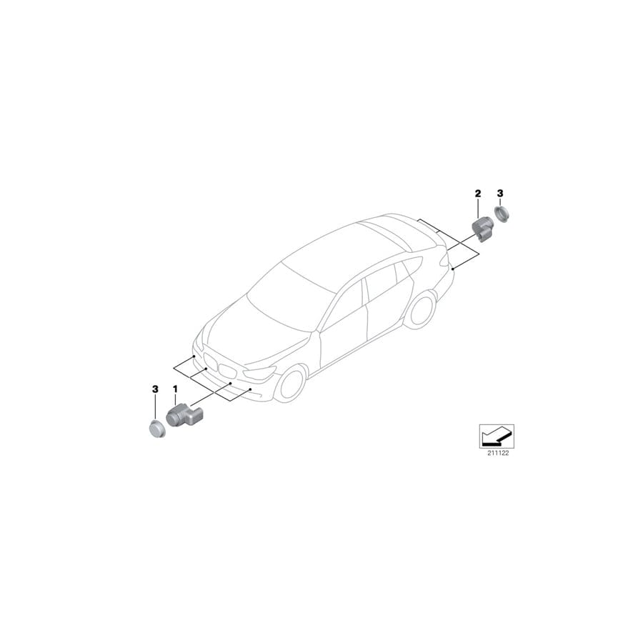 Genuine BMW 66202184214 F07 Ultrasonic Sensor, Color Code only for Individual and special colors (Inc. 530d, 535iX & 550iX 4.4)