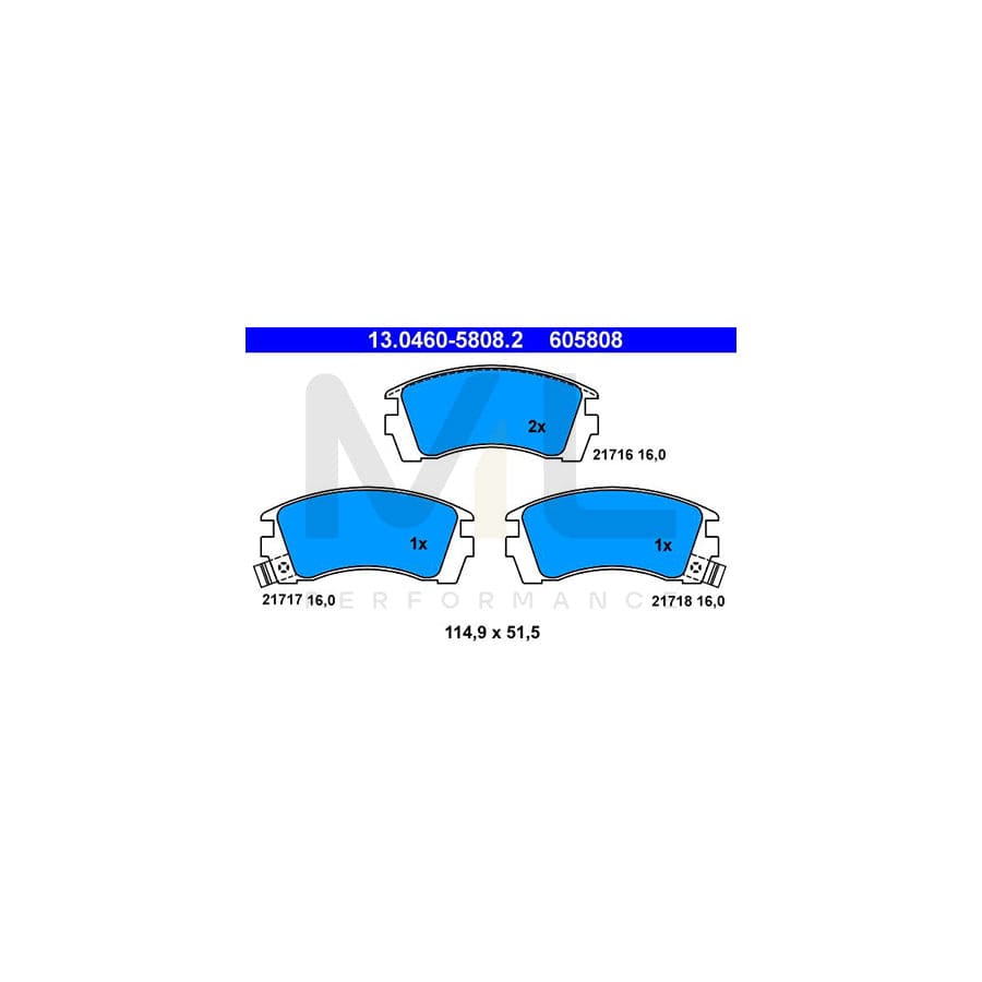 ATE 13.0460-5808.2 Brake pad set for NISSAN SUNNY with acoustic wear warning