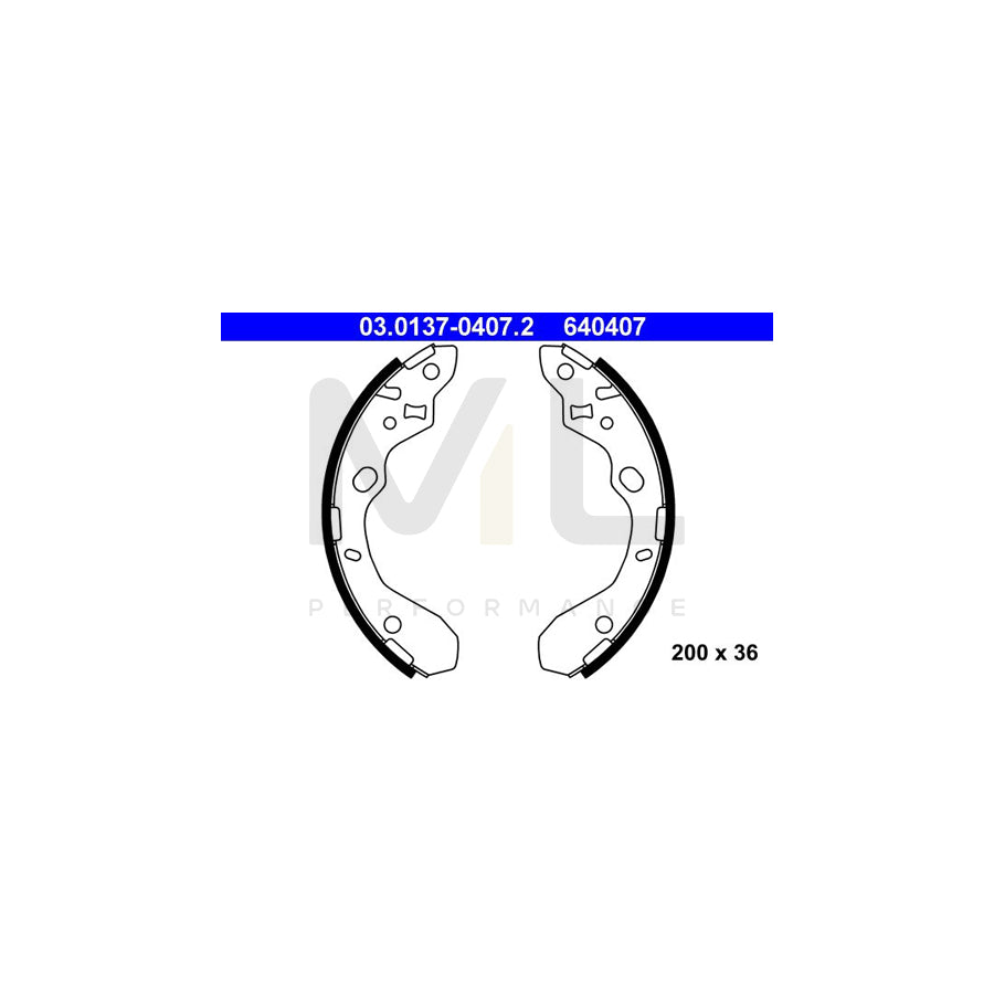 ATE 03.0137-0407.2 Brake Shoe Set for MAZDA 323 without lever