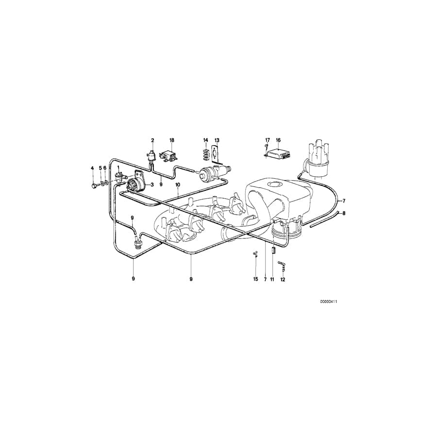 Genuine BMW 11741265877 E21 E23 E12 Electr.Valve Red (Inc. 520i, 732i & 633CSi)