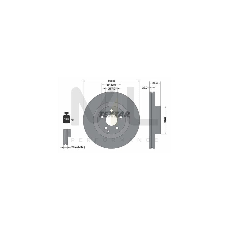 TEXTAR 92119900 Brake Disc Internally Vented, without wheel hub, without wheel studs  - 1 piece