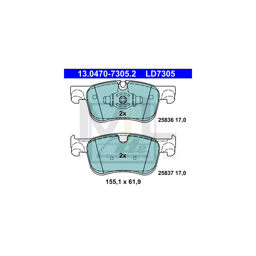 ATE Ceramic 13.0470-7305.2 Brake pad set for CITRO?? C4 excl. wear warning contact, prepared for wear indicator