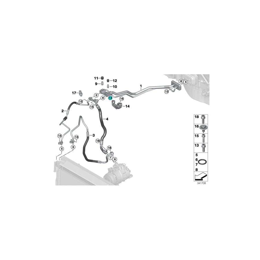 Genuine BMW 64506833627 F15 Suction Pipe Evaporator-Compressor R134A/R1234YF (Inc. X5 50iX, X6 50iX 4.4 & X6 M)