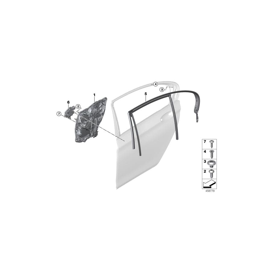 Genuine BMW 51357355529 G11 Window Guide, Left Rear Door (Inc. 730d, 750iX & 750dX)