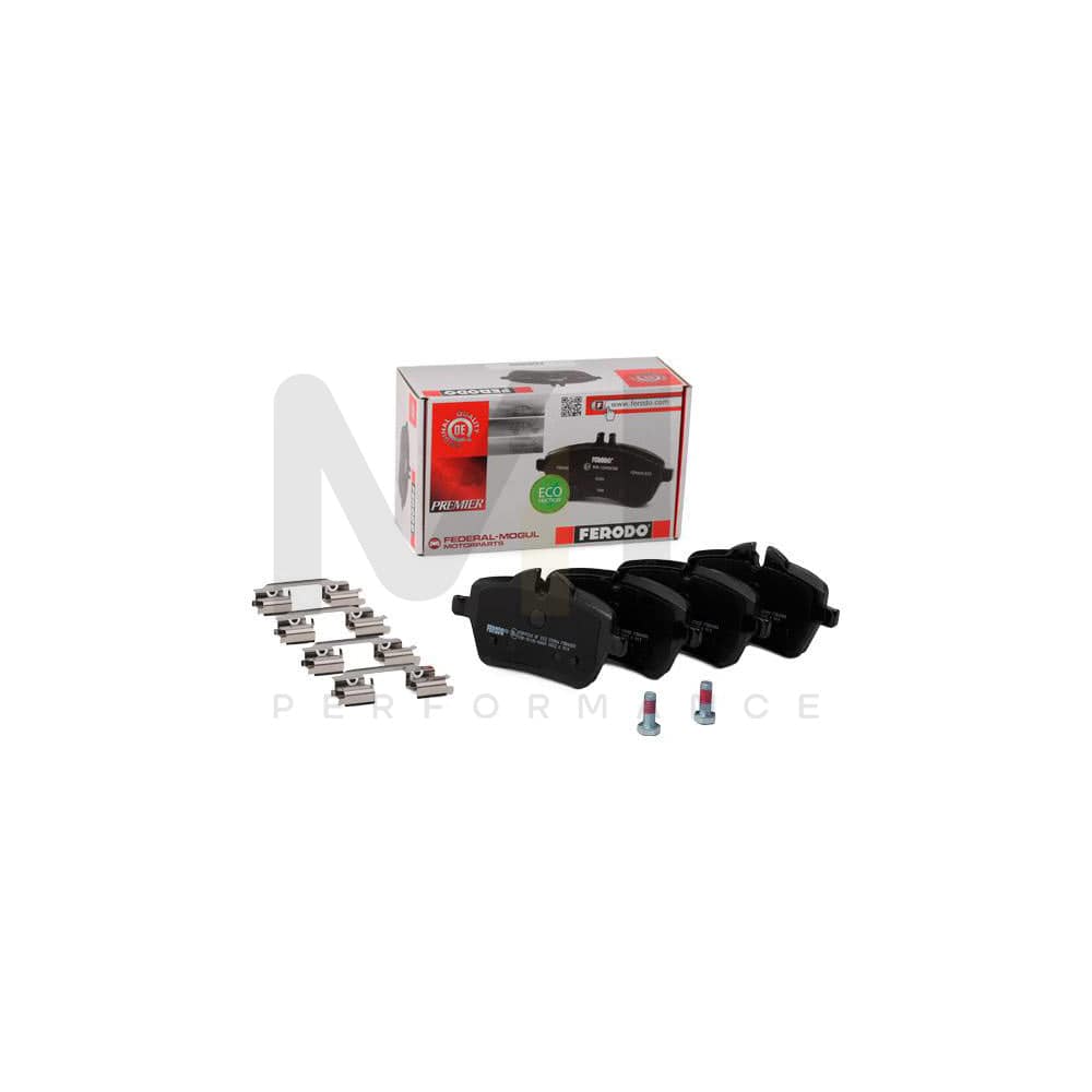 Ferodo Premier Eco Friction FDB4080 Brake Pad Set Prepared for Wear Indicator, With Brake Caliper Screws, With Piston Clip, With Accessories
