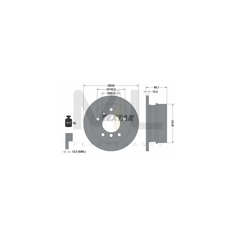 TEXTAR 92137500 Brake Disc Solid, without wheel hub, without wheel studs  - 1 piece