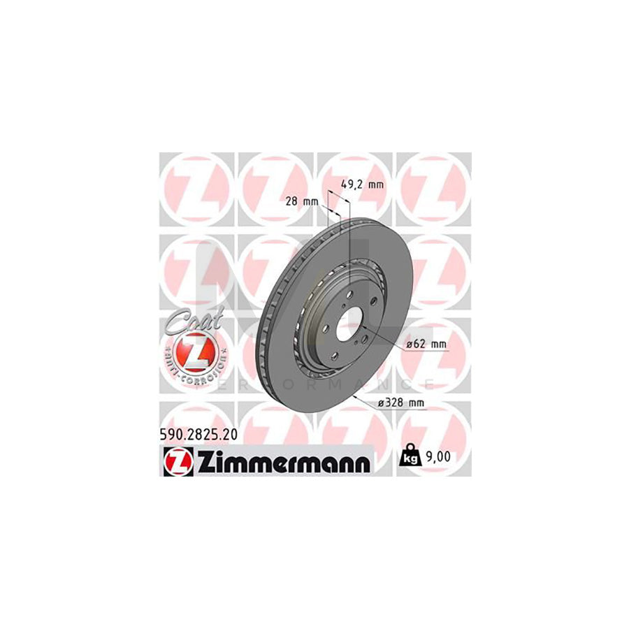 ZIMMERMANN COAT Z 590.2825.20 Brake Disc Externally Vented, Coated  - 1 piece