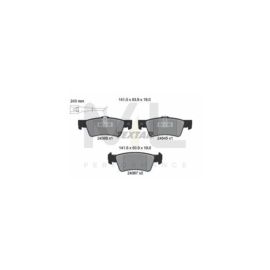 TEXTAR 2436801 Brake pad set with integrated wear warning contact