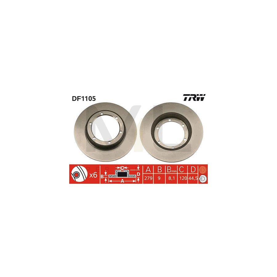TRW DF1105 Brake Disc Solid  - 1 piece