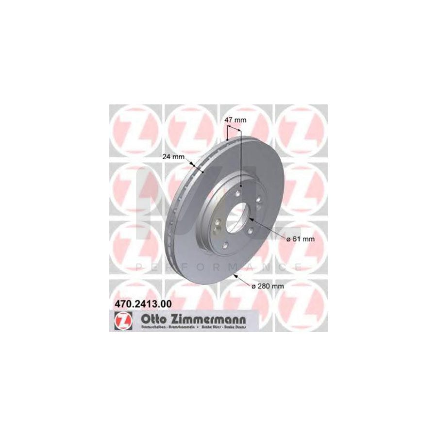 ZIMMERMANN 470.2413.00 Brake Disc for RENAULT LAGUNA Externally Vented, High-carbon  - 1 piece