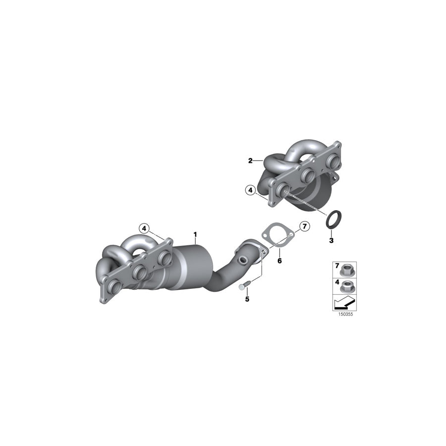 Genuine BMW 18407558769 E70 Rp-Exhaust Manifold With Catalytic Conv. ZYL.1-3 ULEV2 (Inc. X5 3.0si)