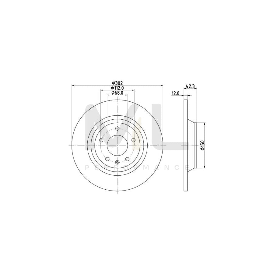 HELLA PRO High Carbon 8DD 355 129-341 Brake Disc for AUDI A6 Solid, Coated, High-carbon, without wheel hub, without wheel studs | ML Performance Car Parts