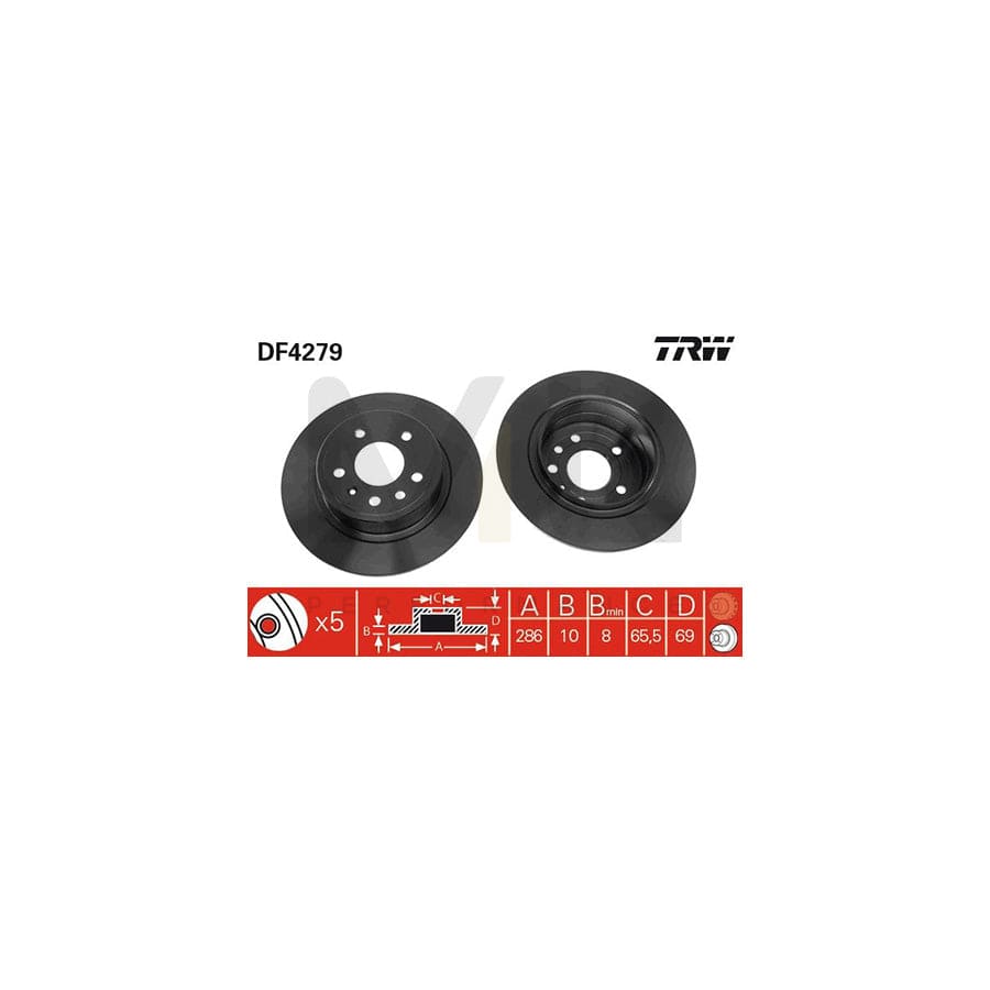 TRW DF4279 Brake Disc for SAAB 9-5 Solid, Painted  - 1 piece