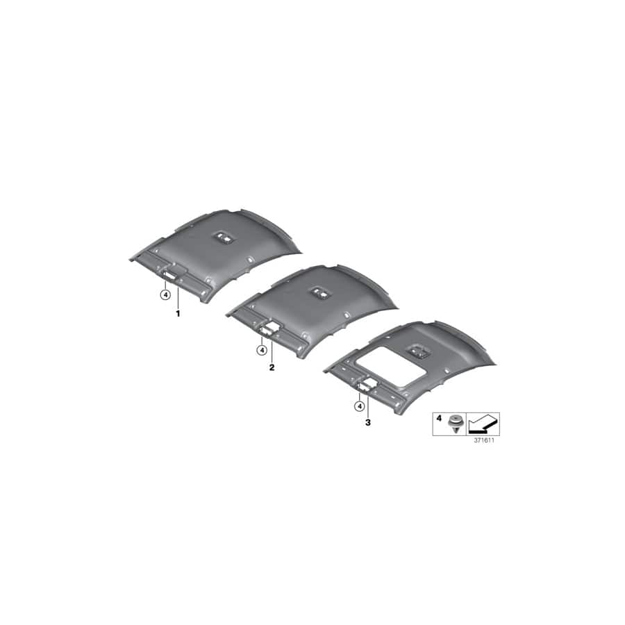 Genuine BMW 51447377520 F36 Molded Headlining F Sliding Lifting Roof EVERESTGRAU (Inc. 430iX, 435i & 440iX)