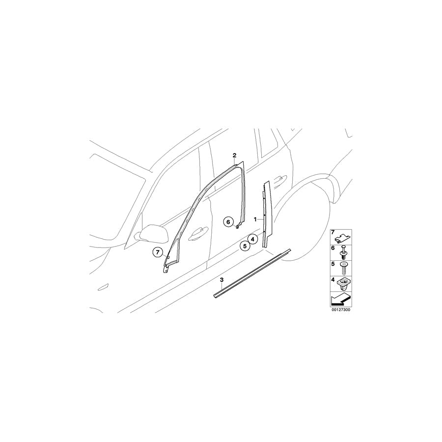 Genuine BMW 51333402330 E83 Channel Cover,Exterior,Door, Front Right GLANZSCHWARZ (Inc. X3 3.0d, X3 3.0sd & X3 2.5i)