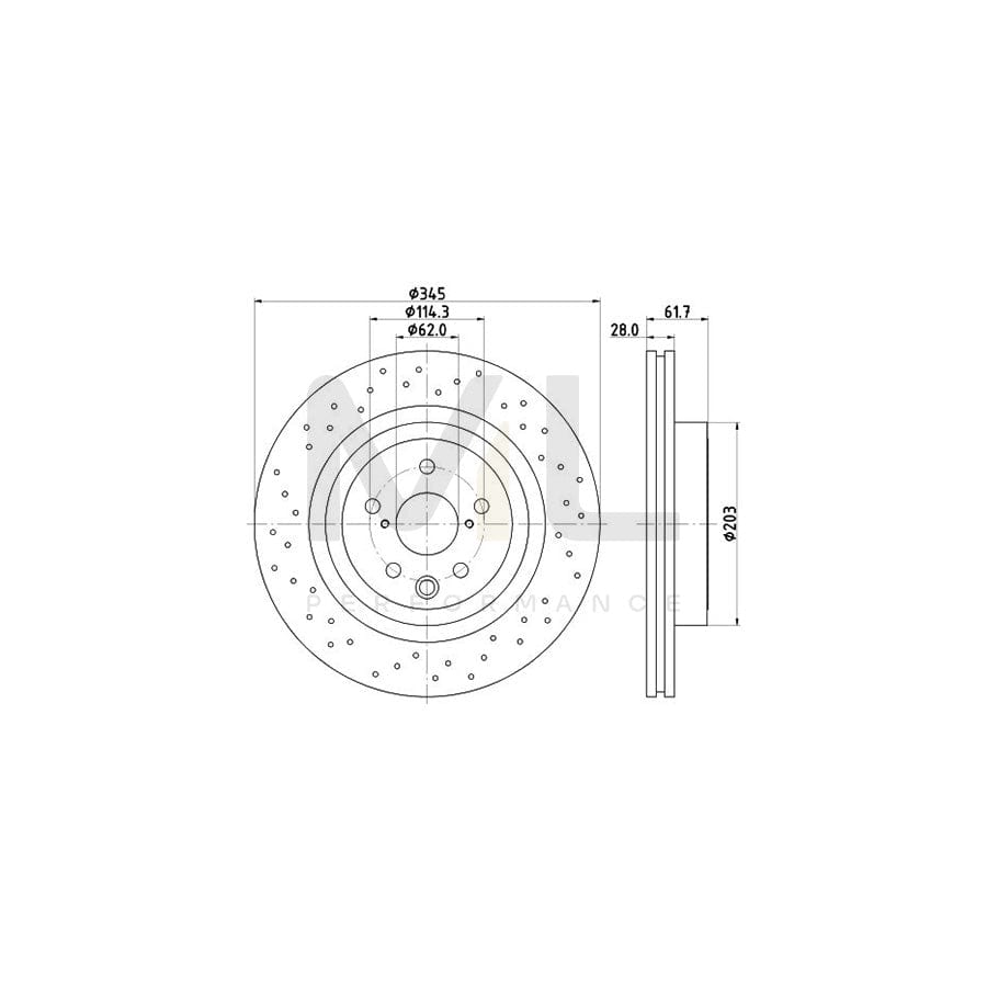 HELLA PRO 8DD 355 116-511 Brake Disc for LEXUS IS II Saloon (XE20) Internally Vented, Perforated, Coated, without wheel hub, without wheel studs | ML Performance Car Parts