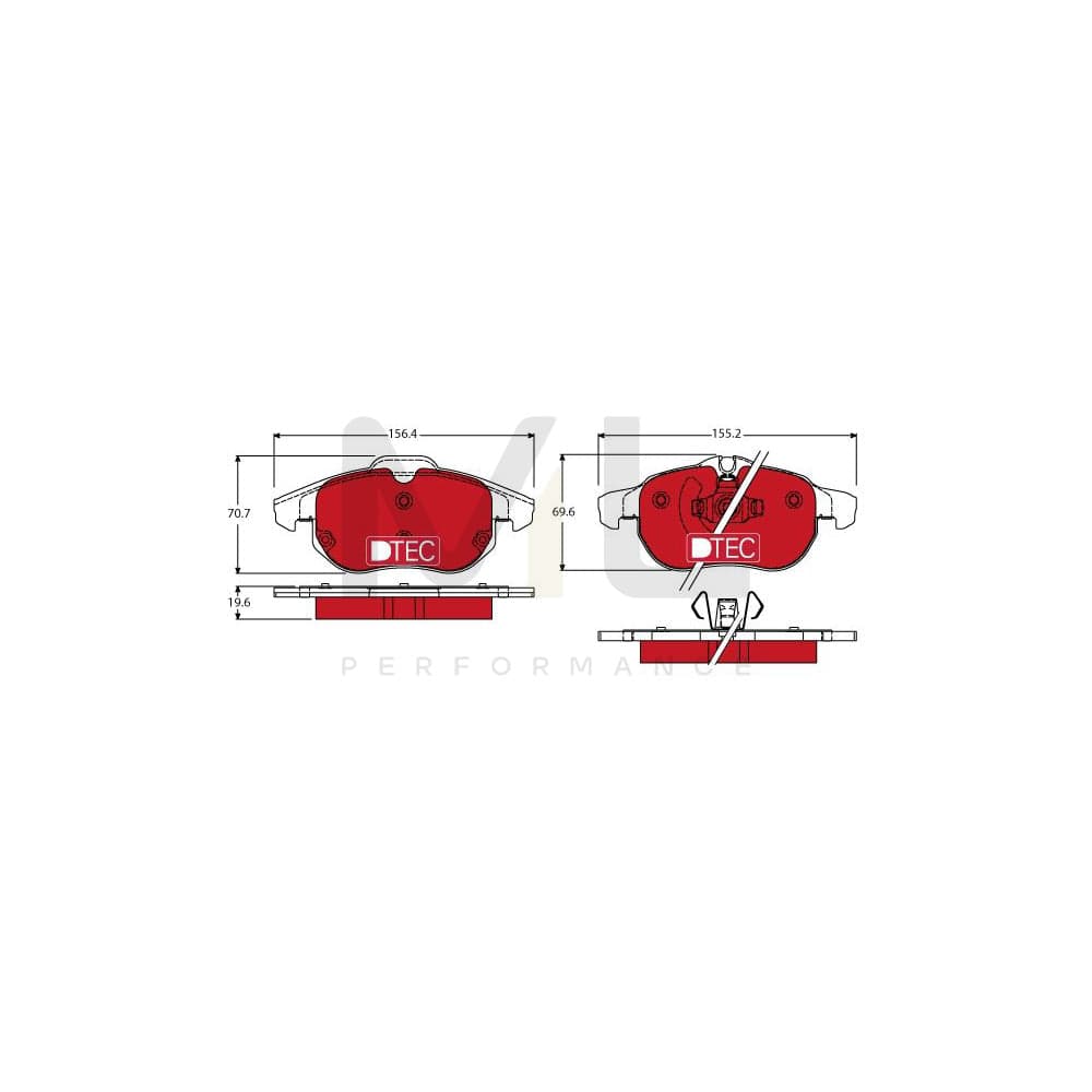 TRW Dtec Cotec Gdb1613Dte Brake Pad Set Prepared For Wear Indicator