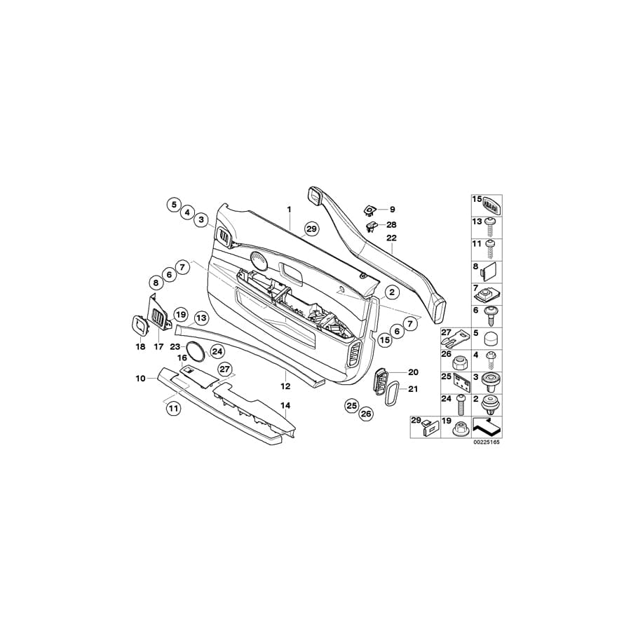 Genuine BMW 51417038491 E65 E66 Door Panel, Leather, Front Left SCHWARZ (Inc. 730Li, 745i & 735i)