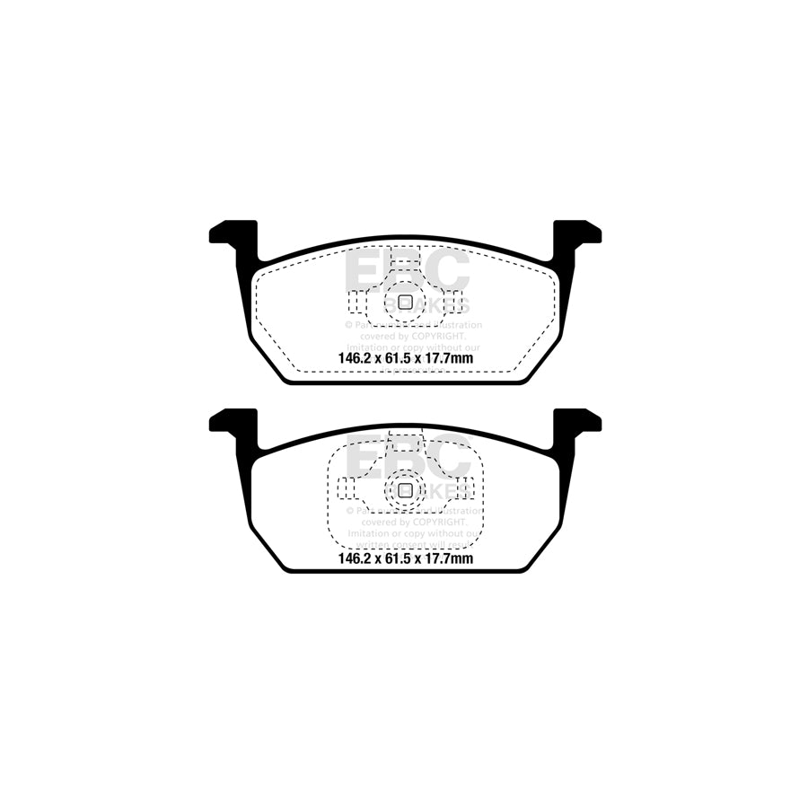 EBC PD11KF1360 Seat Leon Greenstuff Front Brake Pad & GD Disc Kit - TRW Caliper 2 | ML Performance UK Car Parts