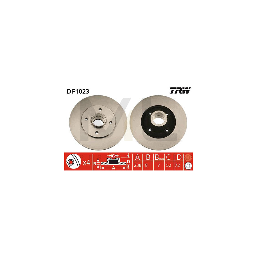 TRW DF1023 Brake Disc Solid  - 1 piece