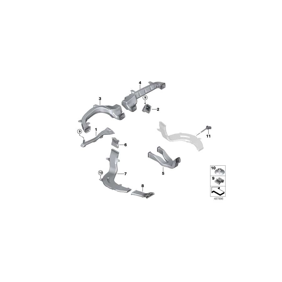 Genuine BMW 64229363482 G02 G01 Footwell Vent Duct, Left (Inc. X4 M40iX & X3)
