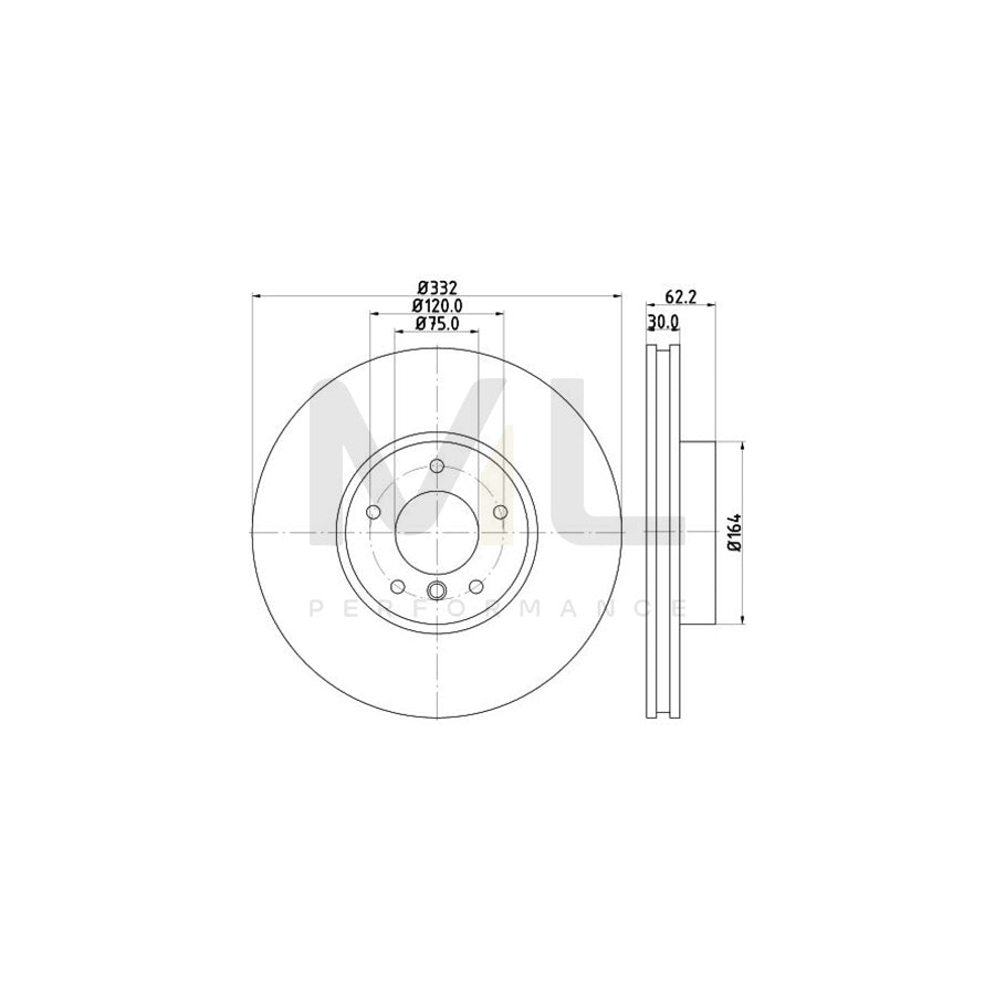 HELLA PRO High Carbon 8DD 355 129-291 Brake Disc Internally Vented, Coated, High-carbon, without wheel hub, without wheel studs | ML Performance Car Parts