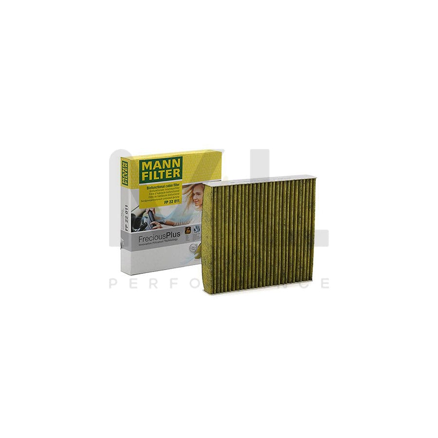 MANN-FILTER FP 22 011 Pollen filter Activated Carbon Filter, Activated Carbon Filter with polyphenol, Particulate filter (PM 2.5), with antibacterial action, with fungicidal effect, FreciousPlus