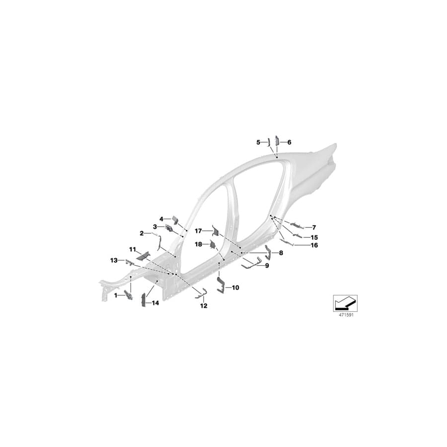 Genuine BMW 41007402096 G30 G31 F90 Molded Part, B-Pillar, Lower Outer Right (Inc. 520i, 540iX & 530e)