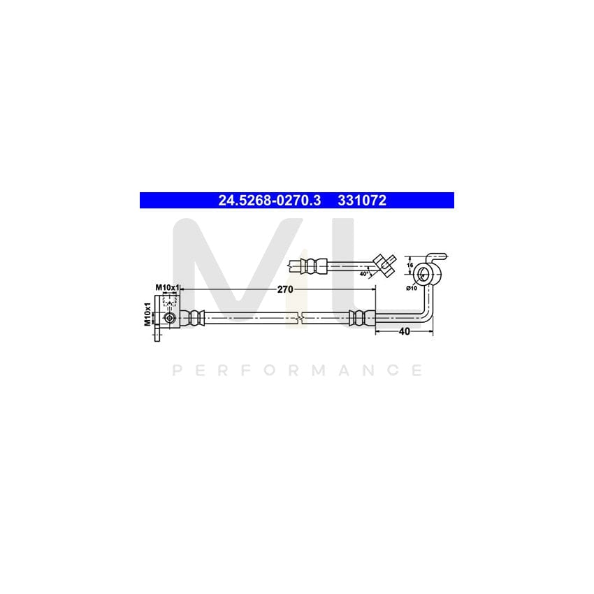 ATE 24.5268-0270.3 Brake Hose for MAZDA MX-5 II (NB) 270mm, M10x1