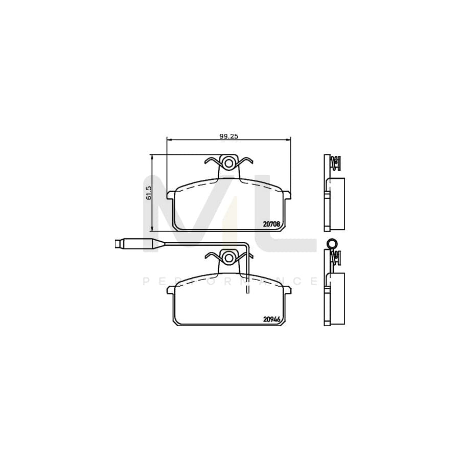 TEXTAR 2094601 Brake pad set for LANCIA Prisma (831) with integrated wear warning contact, with brake caliper screws