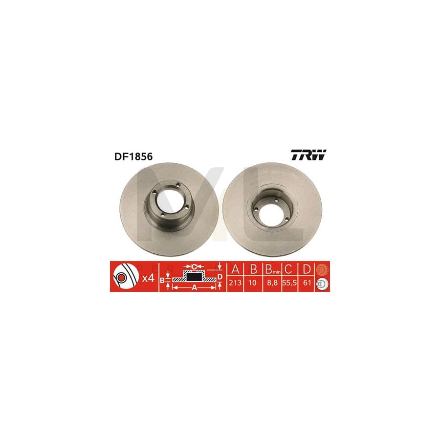 TRW DF1856 Brake Disc Solid, Painted  - 1 piece