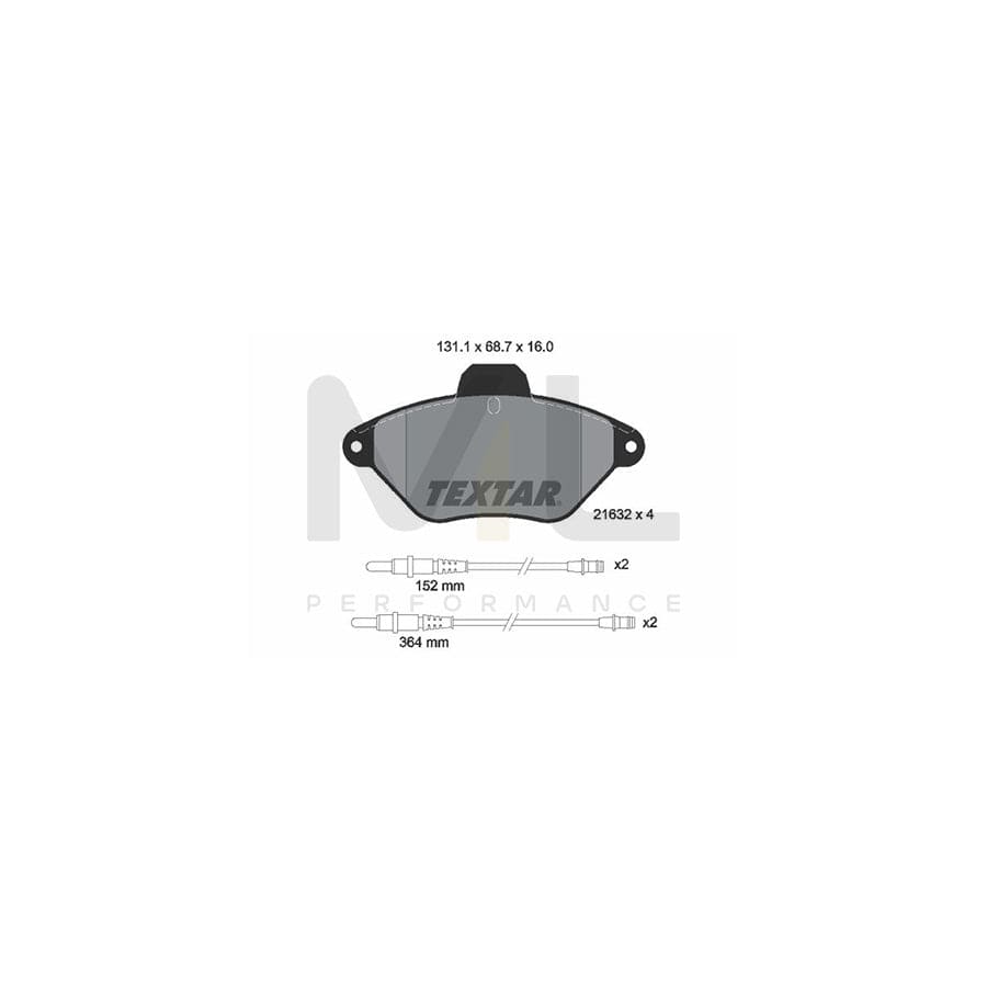 TEXTAR 2163201 Brake pad set for CITRO?N XANTIA incl. wear warning contact
