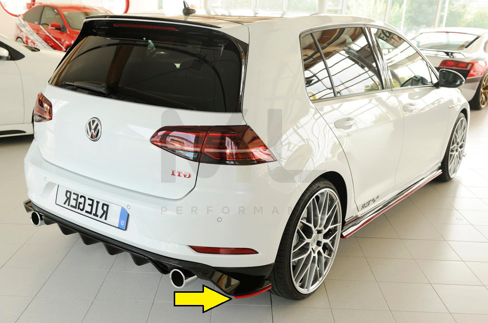 Rieger 00059519 VW Mk7 Golf GTI-TCR Rear Side Splitter 8 | ML Performance UK Car Parts