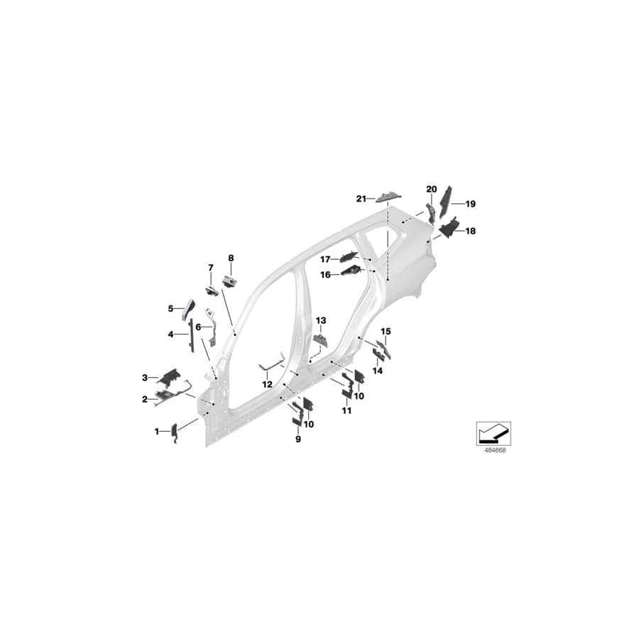 Genuine BMW 41007400959 Shaped Part, Roof Frame, Inside (Inc. X3)