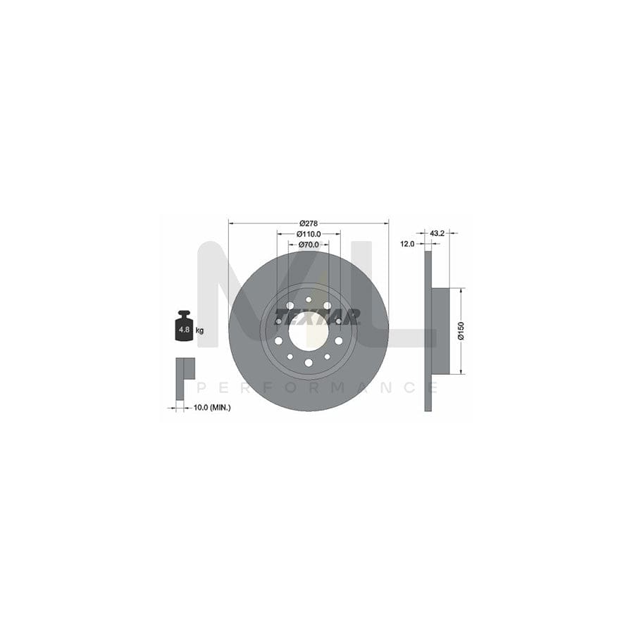 TEXTAR PRO 92145203 Brake Disc Solid, Coated, without wheel hub, without wheel studs  - 1 piece