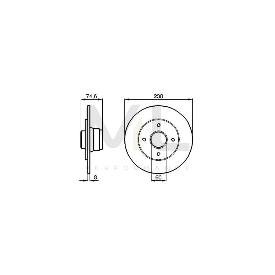 BOSCH 0 986 478 442 Brake Disc for RENAULT CLIO Solid, Coated | ML Performance Car Parts
